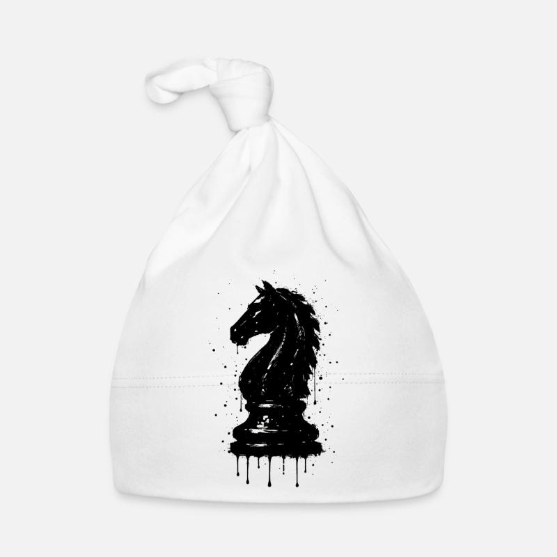 Cavalier Échecs Style Graffiti Noir Artistique Bonnet bio Bébé
