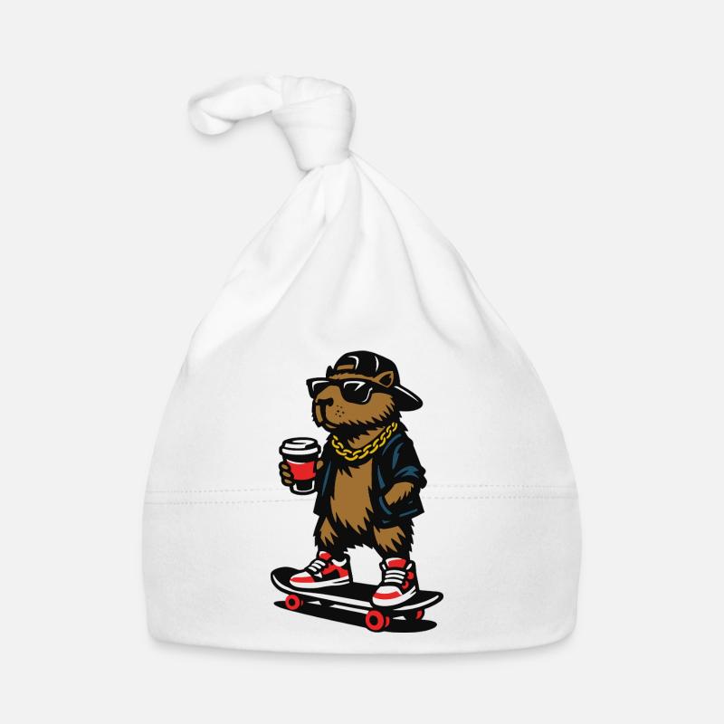 Colles Capybara Skateboard Coffee Organic Baby Cap