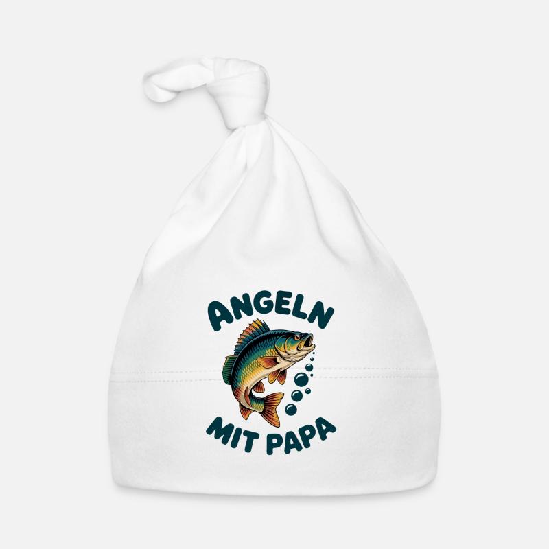 Angeln mit Papa mit springendem Barsch Baby Bio-Mütze