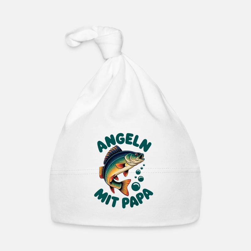 Angeln mit Papa mit springendem Barsch Baby Bio-Mütze
