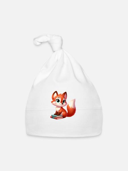 Fox 6 - Organic Baby Cap - white - Front