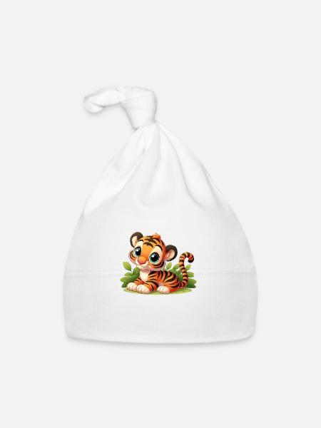 Tiger 1 - Baby Bio-Mütze - Weiß - Vorne