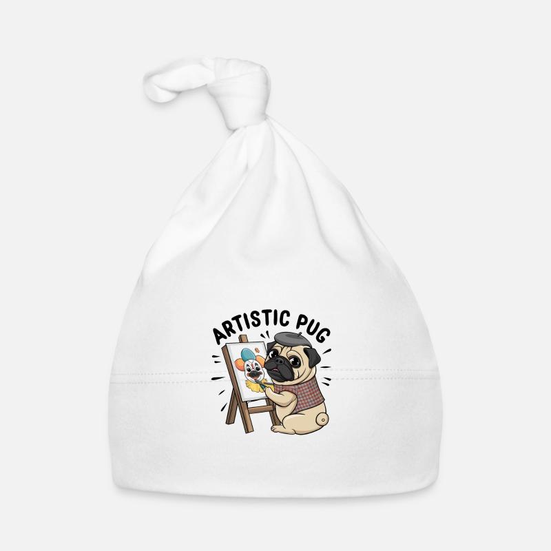 Mops Hundehalter Mops Liebe Malen Kunst Baby Bio-Mütze