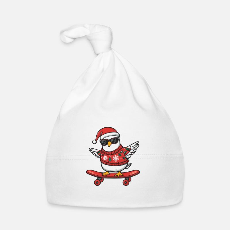 Colombe oiseau Noël drôle Bonnet bio Bébé