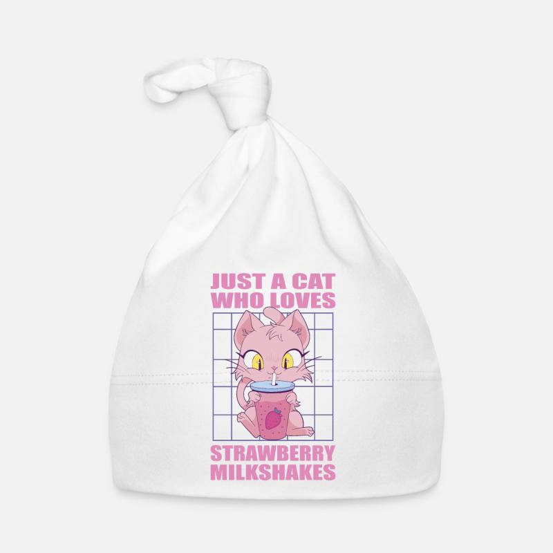 Nur eine Katze, die Erdbeer Milkshakes liebt Baby Bio-Mütze