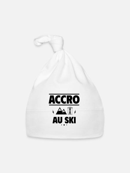 accro au ski - Bonnet bio Bébé - blanc - Devant