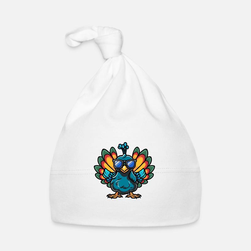 Peacock Bird Comic Cool Organic Baby Cap