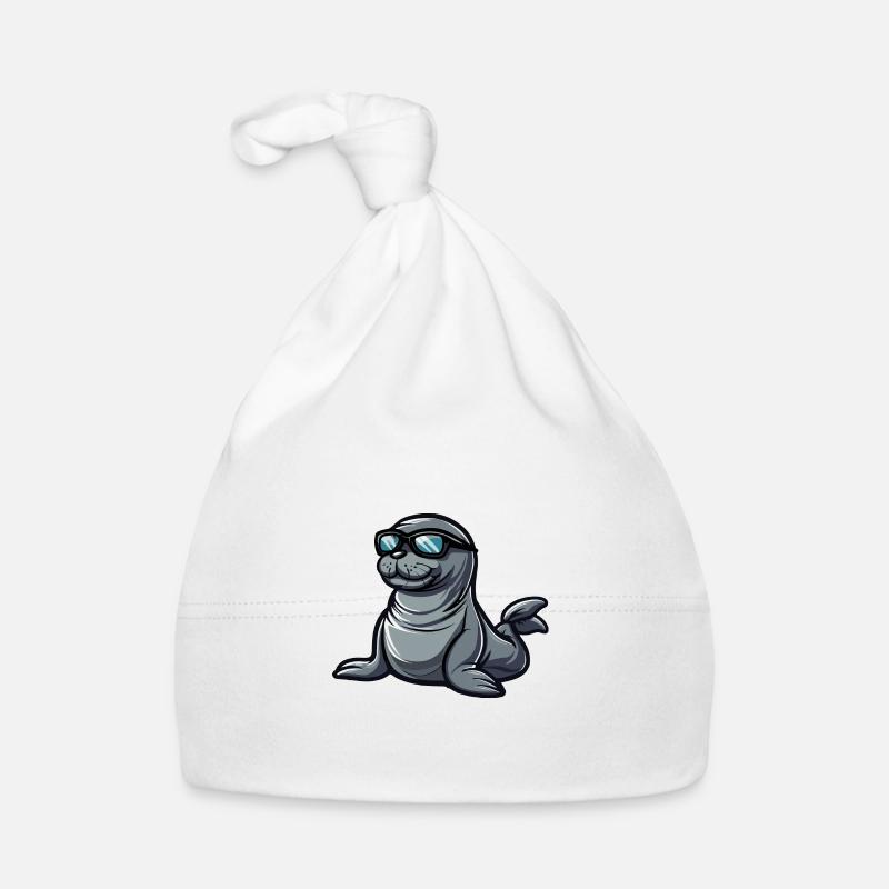 Phoque Animal Bande Dessinée Cool Bonnet bio Bébé