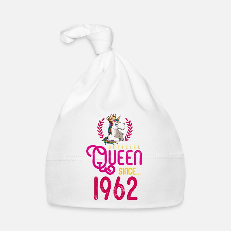 1962 Queen Einhorn - Bonnet bio Bébé - blanc