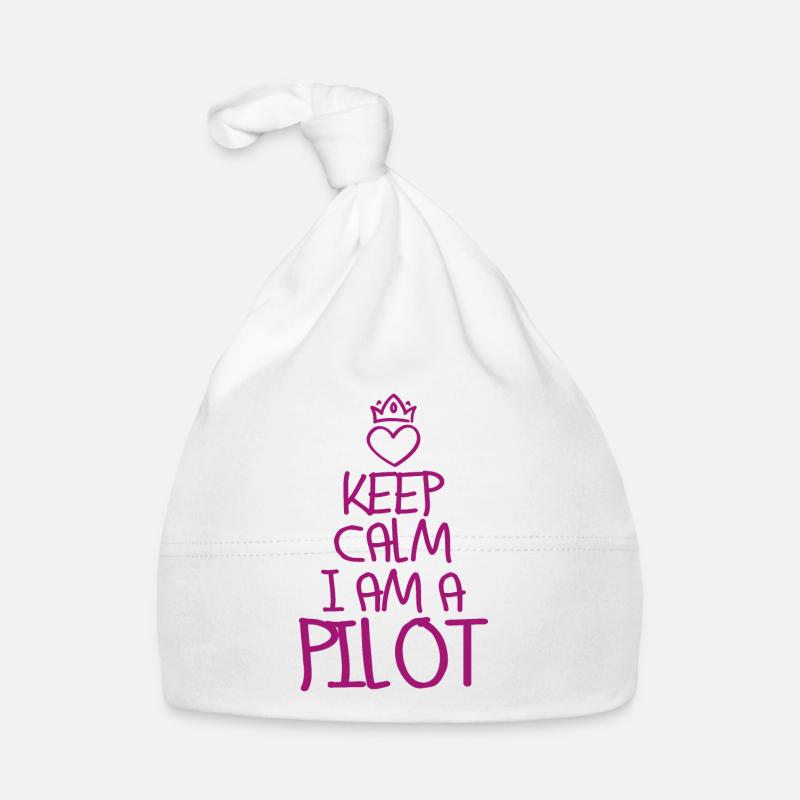Keep Calm Pilot cool Pilot Geschenk - Baby Bio-Mütze - Weiß