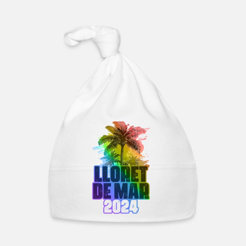 Lloret De Mar 2024 Holiday Palm Trees Multicolored Organic Baby Cap