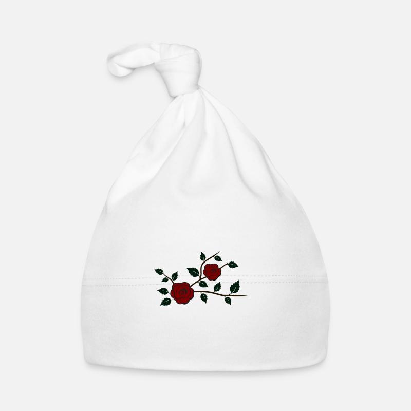 Branche de rose avec des fleurs Bonnet bio Bébé