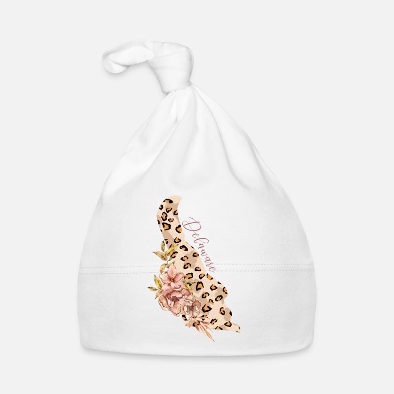 Leopard Pattern Map State of Delaware Organic Baby Cap