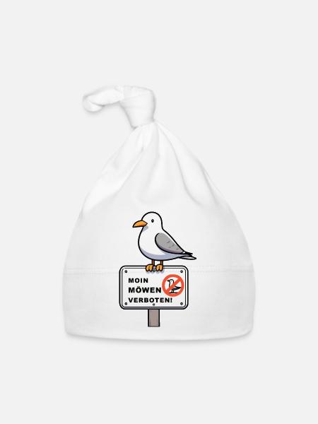 Naughty Seagull on Seagulls Prohibition Sign Sign Sign - Organic Baby Cap - white - Front