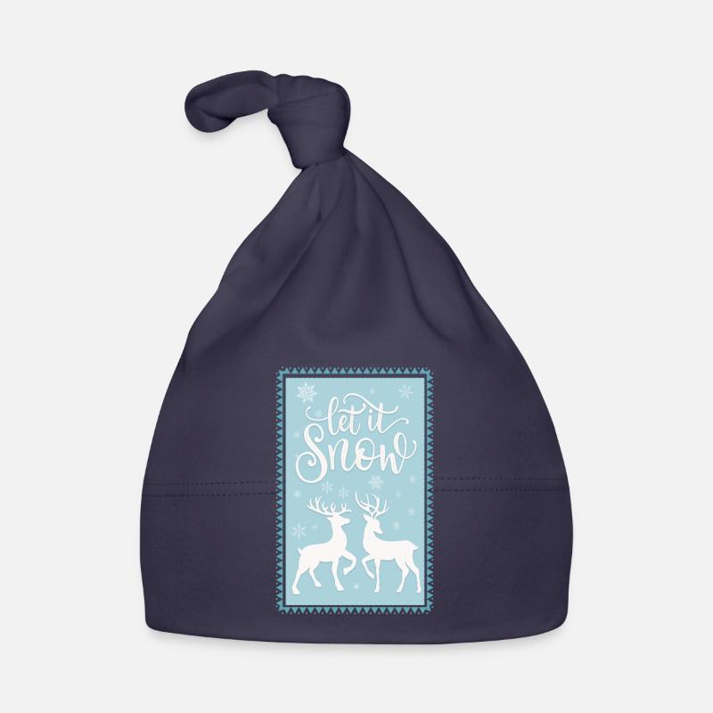 Let it snow. Deer and roe deer on light blue Organic Baby Cap