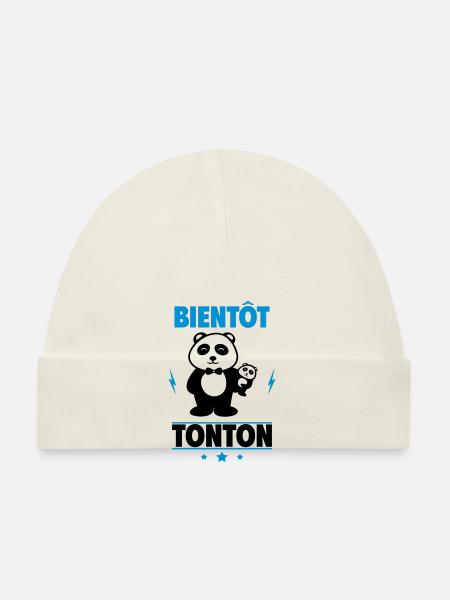 bientôt tonton, futur oncle, tu vas être tonton - Bonnet bio Bébé - blanc - Devant