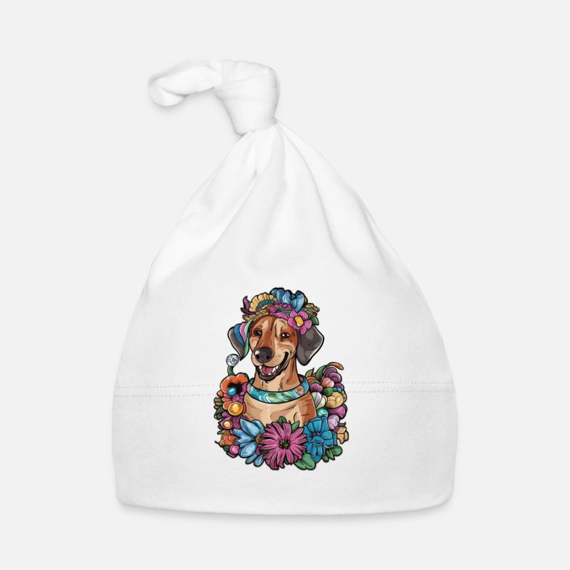 Rhodesian Ridgeback und schönen Blumen Baby Bio-Mütze