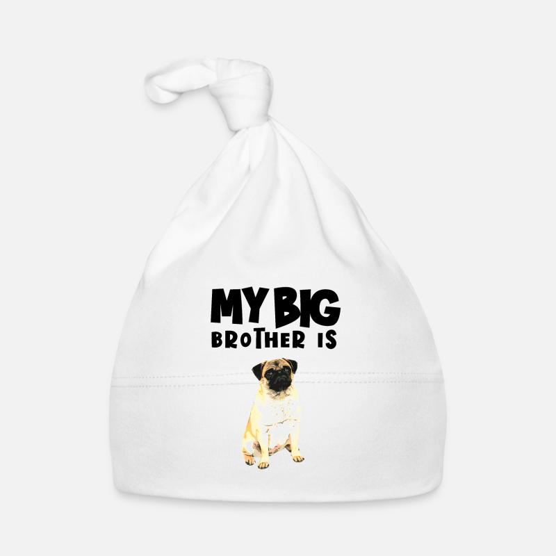Body Bébé "Big Brother PUG" | Idée Cadeau Bébé - Bonnet bio Bébé - blanc