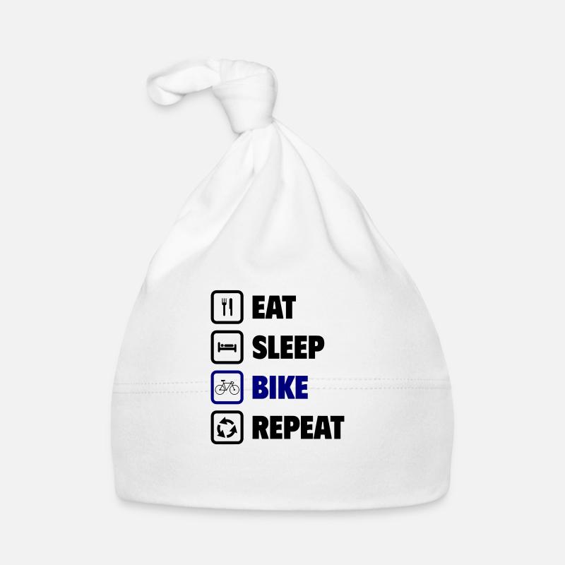 Manger, dormir, faire du vélo, répéter - Bonnet bio Bébé - blanc