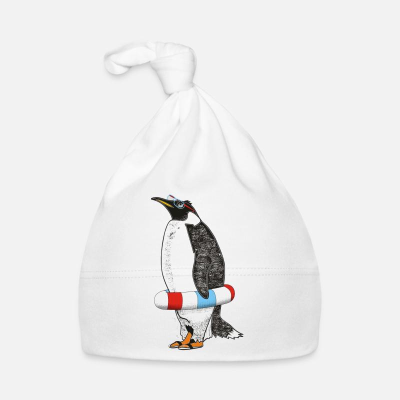 PINGOUIN ATTEND POUR L'ÉTÉ - Bonnet bio Bébé - blanc