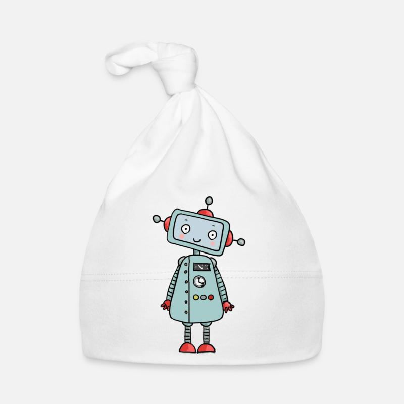 Super süß Roboter - Baby Bio-Mütze - Weiß
