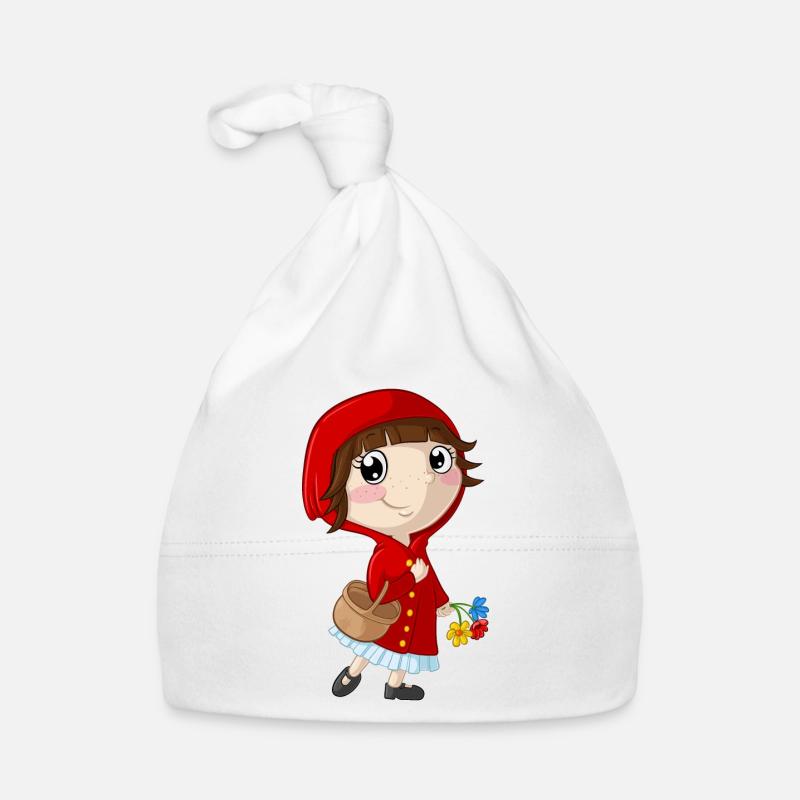 dessin animé petit chaperon rouge - Bonnet bio Bébé - blanc