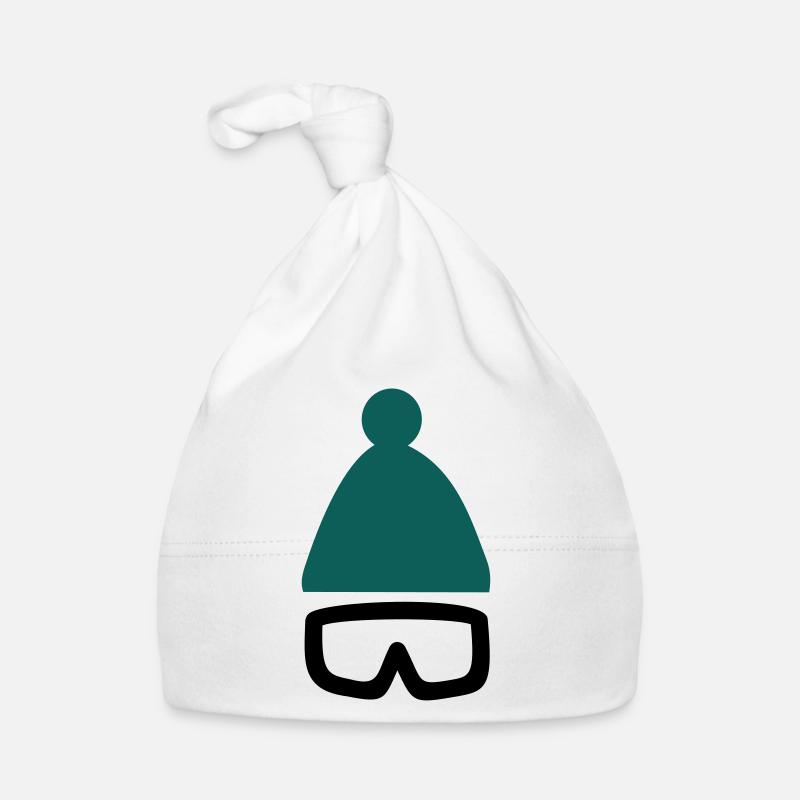 Mütze mit Ski- oder Snowboardbrille - Baby Bio-Mütze - Weiß