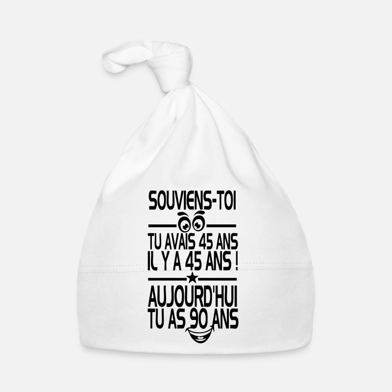 90 ans souvenir anniversaire sourire - Bonnet bio Bébé - blanc