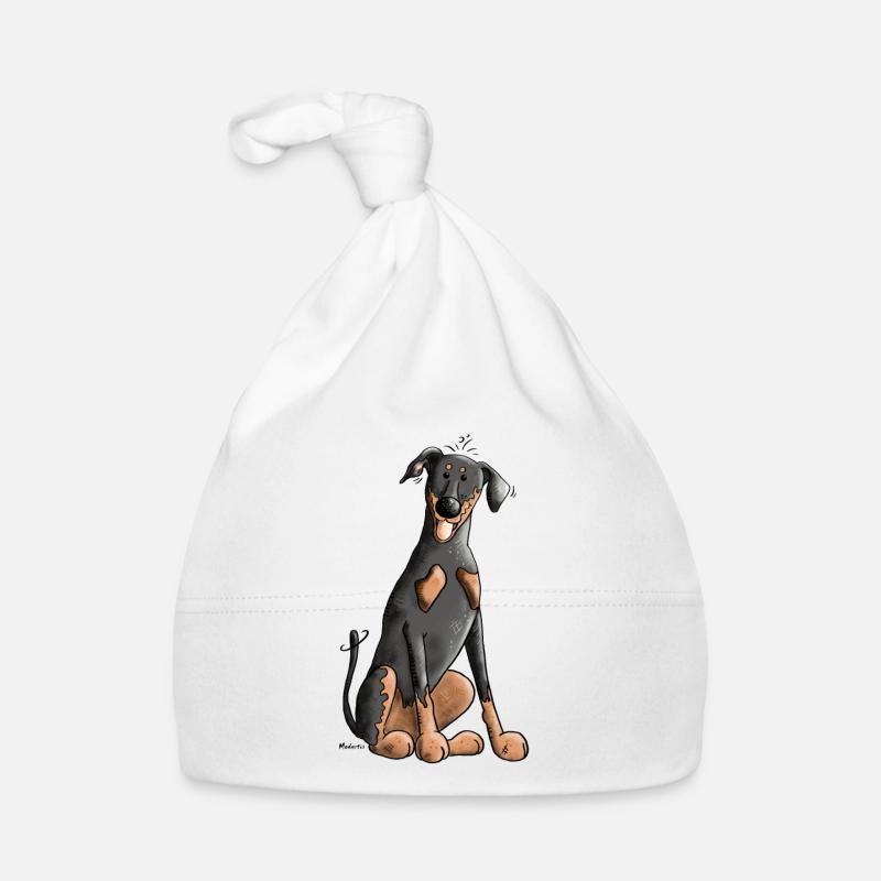 Drolliger Dobermann - Baby Bio-Mütze - Weiß