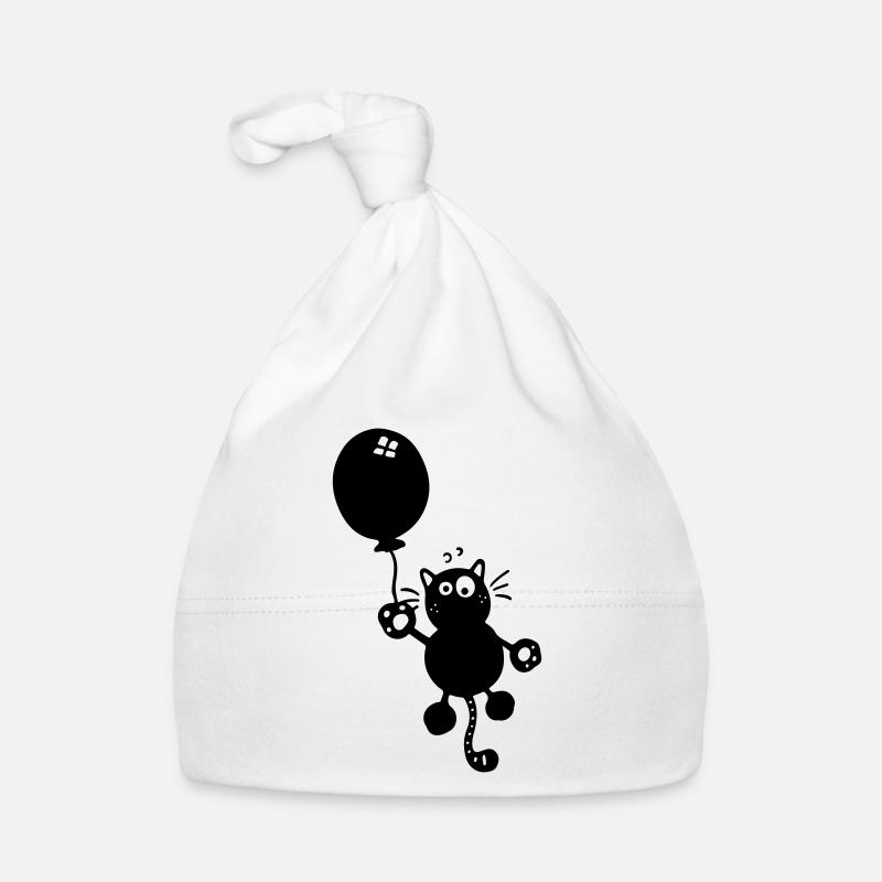 Katze mit Ballon - Baby Bio-Mütze - Weiß