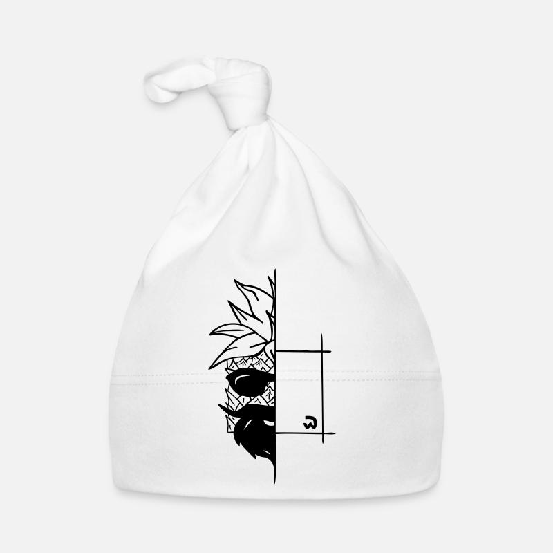 ananas demi-cube avec barbe et lunettes de soleil - Bonnet bio Bébé - blanc