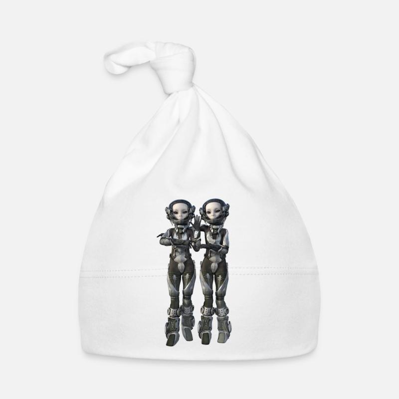 Deux extraterrestres dans une combinaison spatiale futuriste Bonnet bio Bébé
