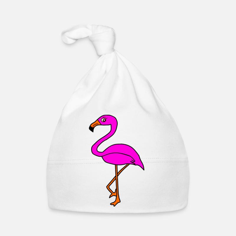 Flamingos Vogel Vögelchen Tiere Geschenk - Baby Bio-Mütze - Weiß
