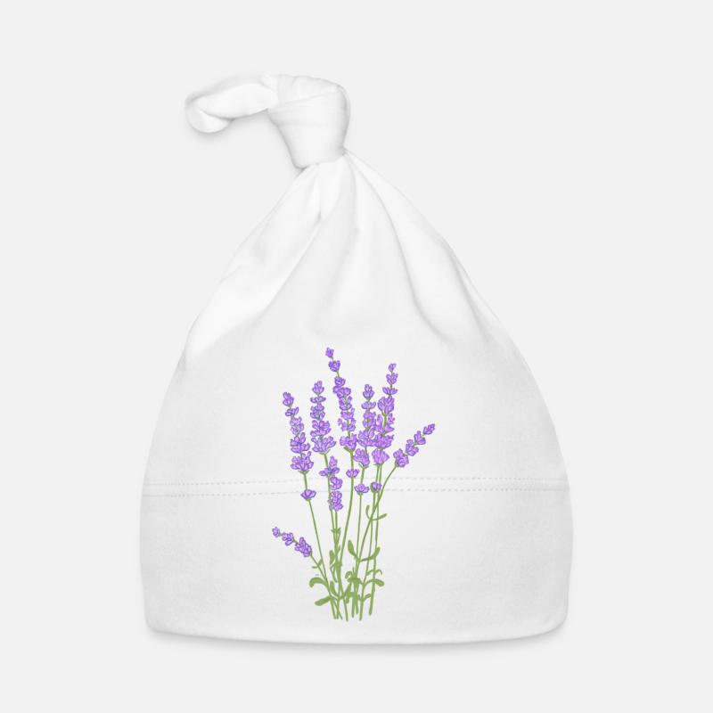 Bouquet de lavande Provençal. - Bonnet bio Bébé - blanc