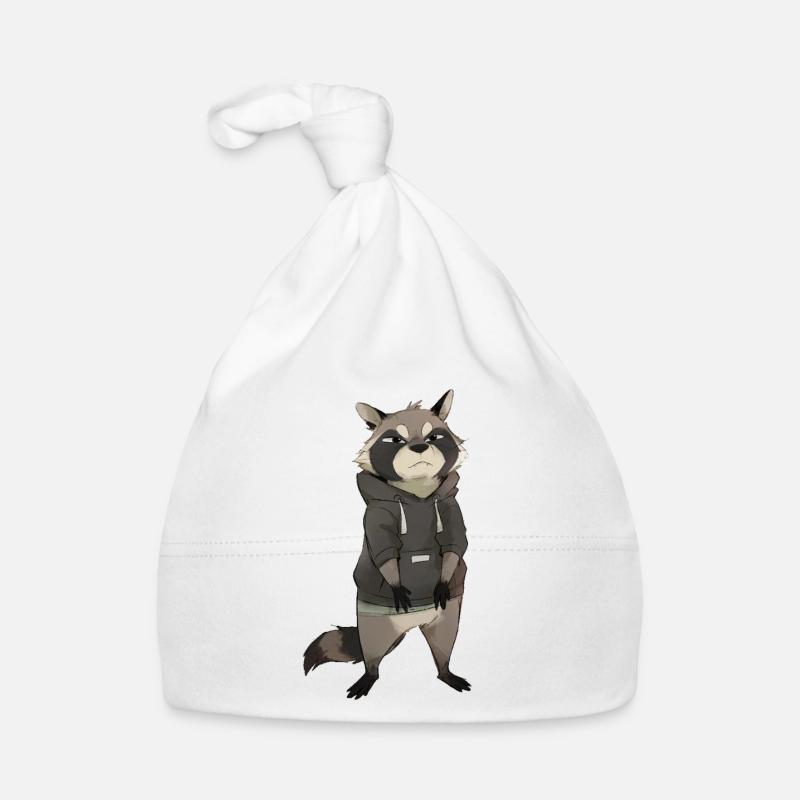 Waschbär mit Sweatshirt - Baby Bio-Mütze - Weiß