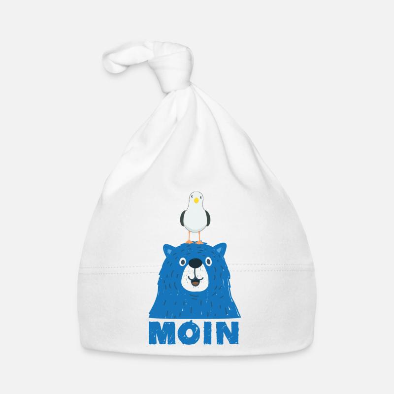 Blauer Bär mit Möwe Kopf Moin Hamburger Dialekt  Baby Bio-Mütze