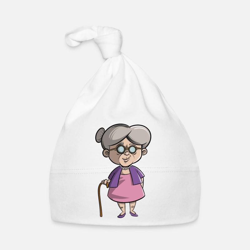 grand-mère - dame âgée avec canne Bonnet bio Bébé