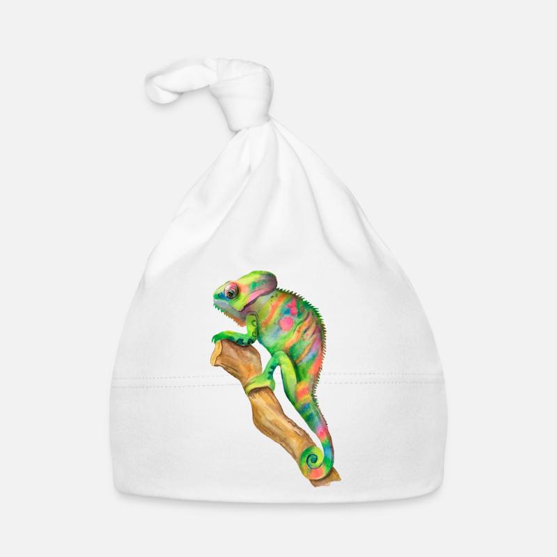 Chameleon Chameleon in the jungle on a branch Organic Baby Cap