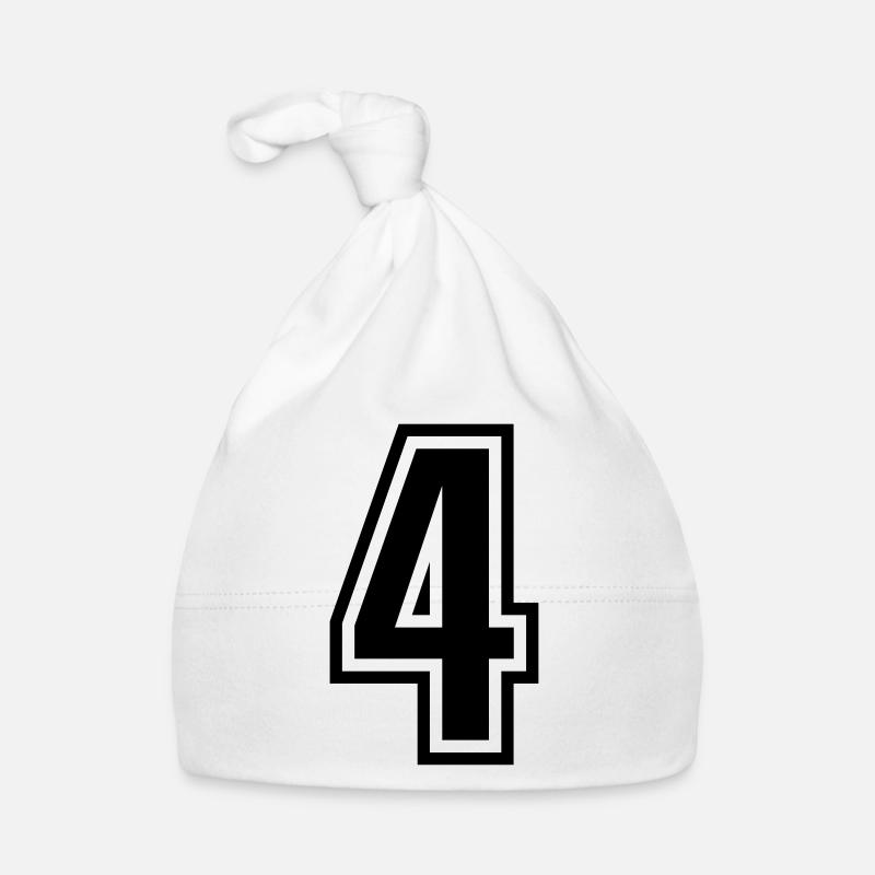 4 - Numéro 4 - Numéro de maillot bicolore changement de couleur - Bonnet bio Bébé - blanc