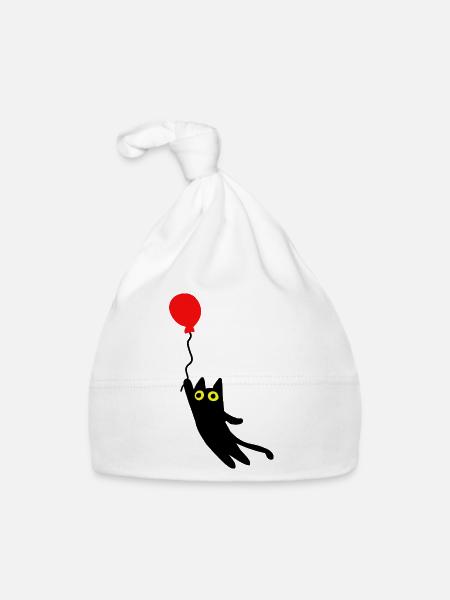 fliegende Katze - Baby Bio-Mütze - Weiß - Vorne