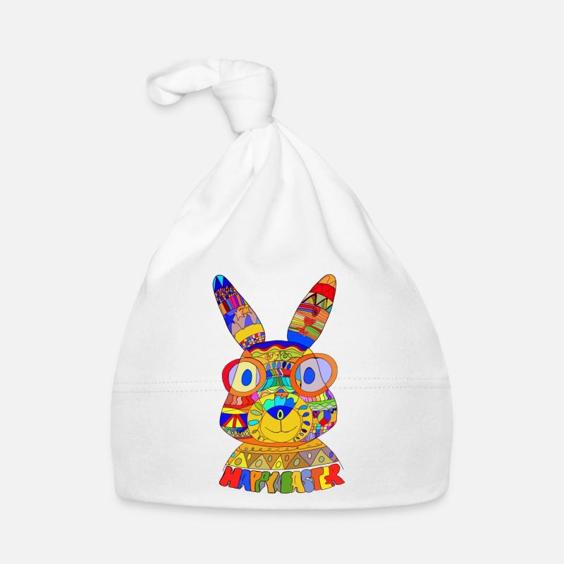 HappyEASTER Lapin de Pâques - Bonnet bio Bébé - blanc