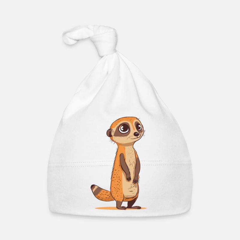 suricate mignon - Bonnet bio Bébé - blanc