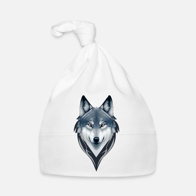 Loup de la Lune Bleue - Bonnet bio Bébé - blanc
