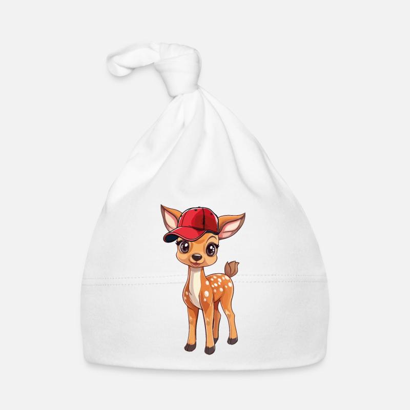 Fawn with red cap Organic Baby Cap