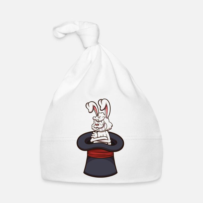 Lapin blanc maléfique dans un chapeau de magicien Bonnet bio Bébé
