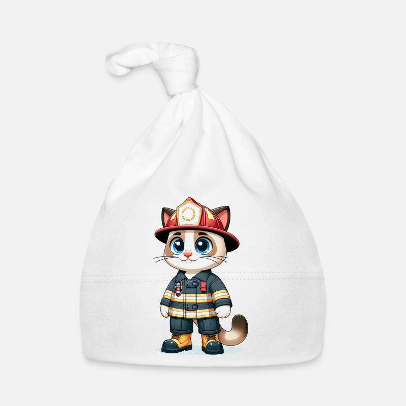 Cute Cat Firefighter Baby Bio-Mütze