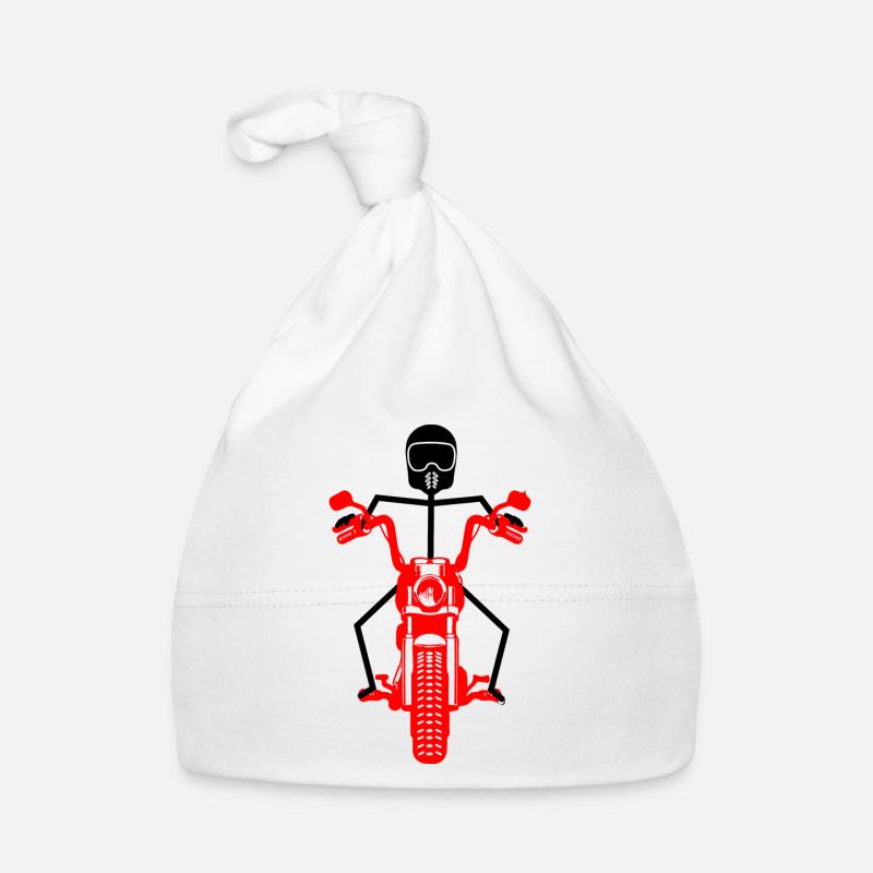 Schwarze Strichmännchen mit rotem Motor Baby Bio-Mütze