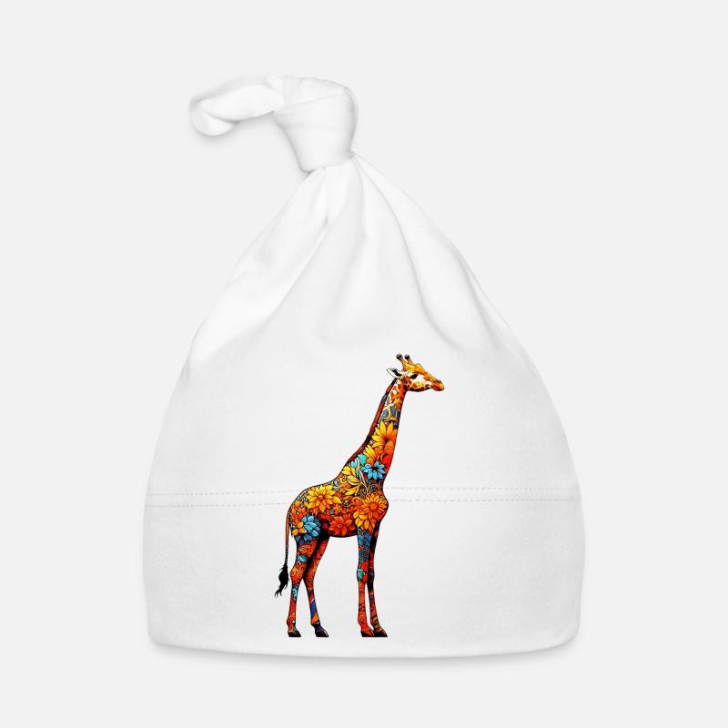 Girafe - Bonnet bio Bébé - blanc
