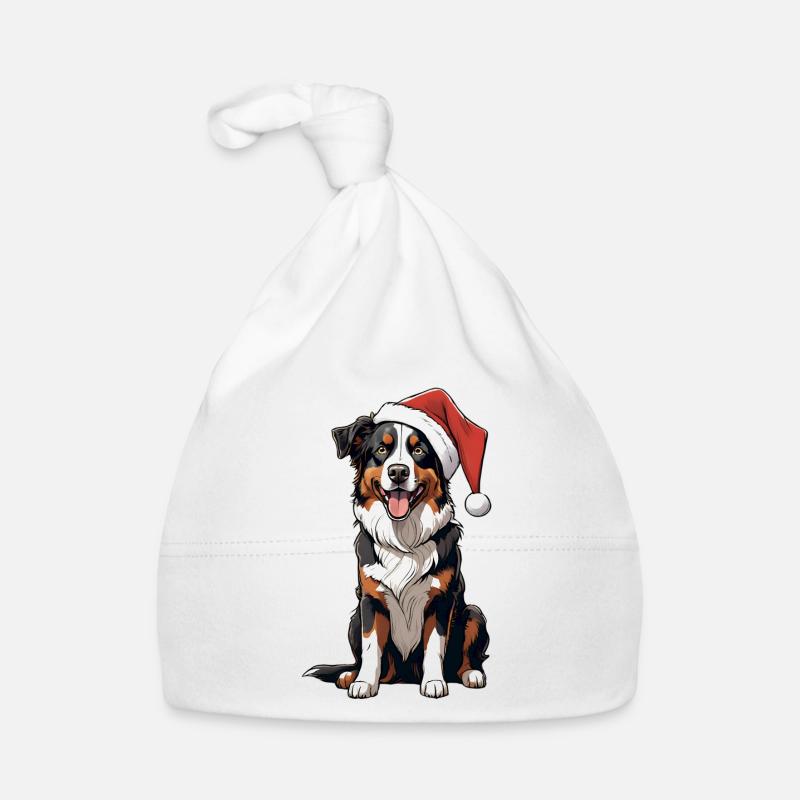 Berger australien Noël - Bonnet bio Bébé - blanc