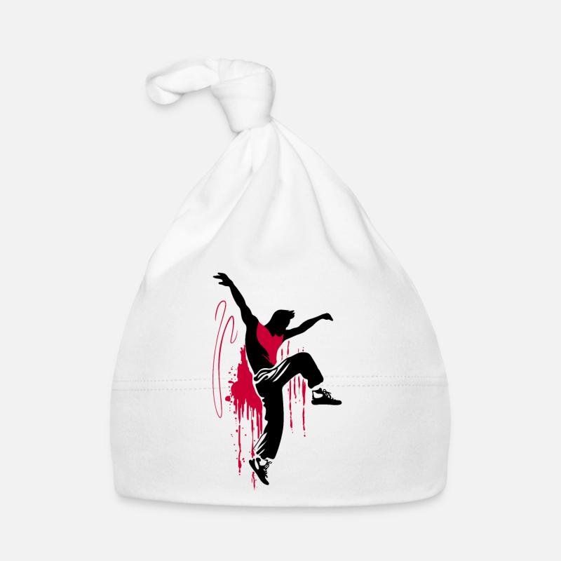 Breakdancer Dancer Silhouette in Red Black Organic Baby Cap